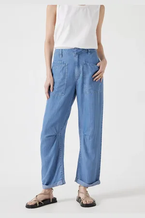 Hush Puppies Lightweight Chambray Denim Barrel Trousers