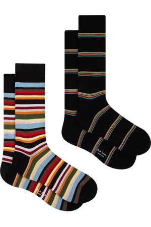 Paul Smith Bright Stripe Cotton Blend Socks, Pack of 2, Multi