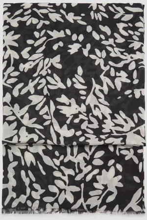 MANGO Bicolor Foulard Floral Frayed Scarf