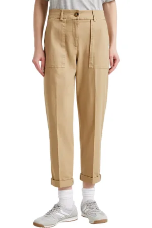Benetton Twill Straight Cropped Trousers