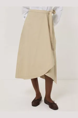 Jigsaw Cotton Blend Wrap Front Midi Skirt