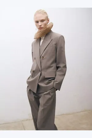 MANGO Iris Wool Blend Double Breasted Blazer