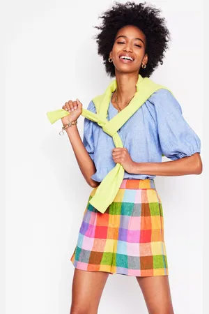 Boden Dulwich Check Pure Linen Shorts