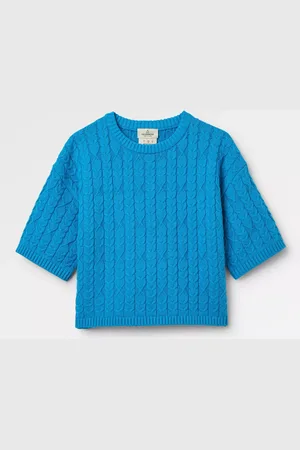 PASSENGER Homely Short Sleeve Cotton Blend Cable Knit Jumper