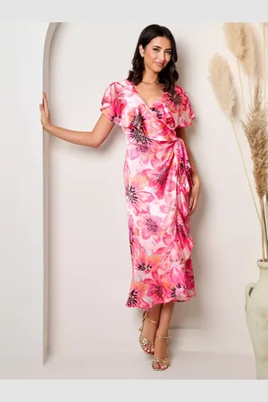 Chi Chi London Floral Wrap Midi Dress