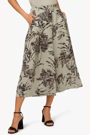 Adrianna Papell Botanical Cropped Wide-Leg Trousers