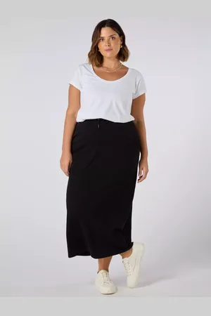 Live Unlimited London Curve Slub Jersey Midi Skirt