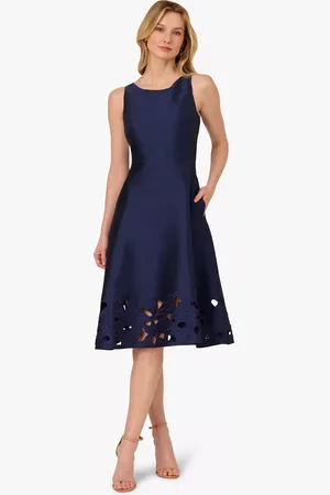 Adrianna Papell Taffeta Floral Cutwork Dress