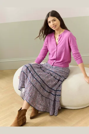 BRORA Silk Cotton Tiered Midi Skirt
