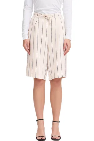 Ichi Linno Stripe Linen Rich Shorts