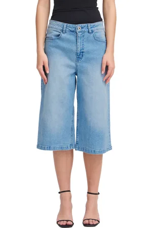 Ichi Cally Denim Knee Length Shorts