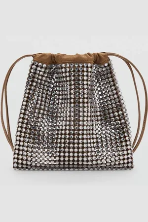 MANGO Carlo Rhinestone Drawstring Bag