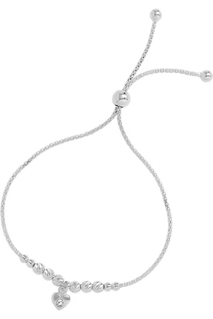 Simply Silver Polished Textured Heart Bracelet
