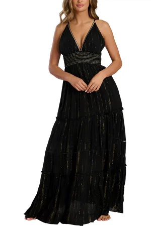 South Beach Metallic Stripe Maxi Dress
