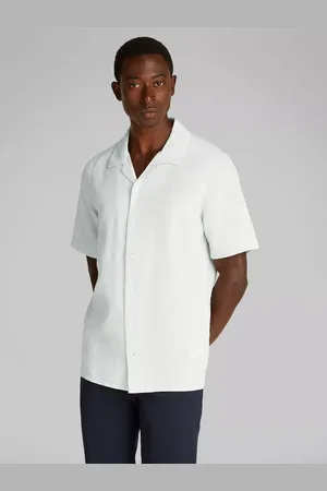 Calvin Klein Linen Cotton Blend Regular Fit Cuban Collar Shirt