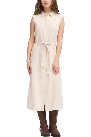 Ichi Linno Linen Rich Shirt Midi Dress
