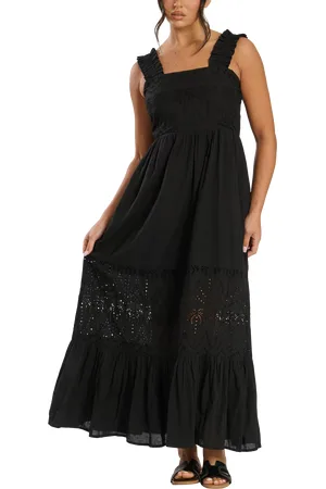 South Beach Palm Broderie Tie Back Maxi Dress