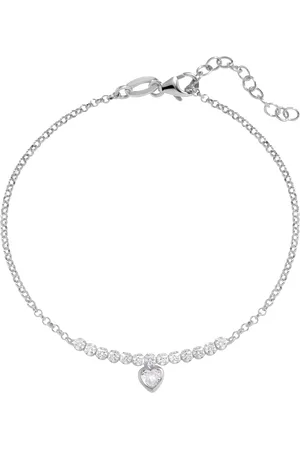 Simply Silver Cubic Zirconia Mini Tennis Heart Bracelet