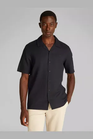 Calvin Klein Linen Cotton Blend Regular Fit Cuban Collar Shirt