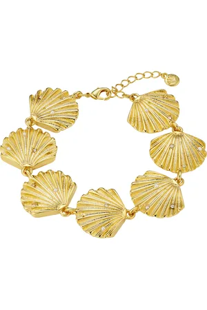 Orelia Statement Embellished Shell Bracelet, Gold