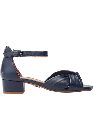 Moda In Pelle Macadamia Leather Twist Front Block Heel Sandals