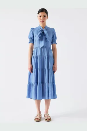 L.K. Bennett Flo Tiered Pure Linen Dress