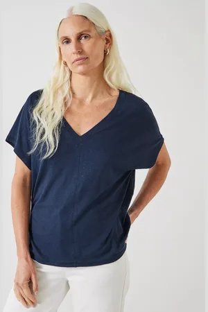Hush Puppies Danny Deep V-Neck Linen Blend T-Shirt