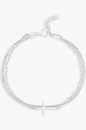 Simply Silver Double Row Cross Bracelet