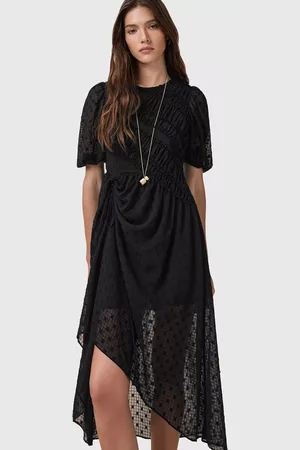 AllSaints Rye Embroidered Asymmetric Party Dress