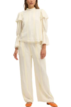 Summery Copenhagen Barbara Stripe Ruffle Sleeve Blouse