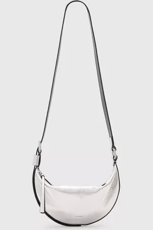 AllSaints Half Moon Leather Cross Body Bag, White