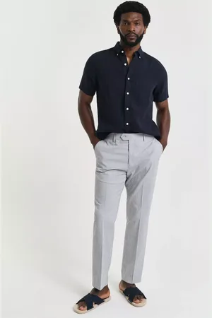 GANT Tailored Fit Cotton Blend Seersucker Suit Trousers