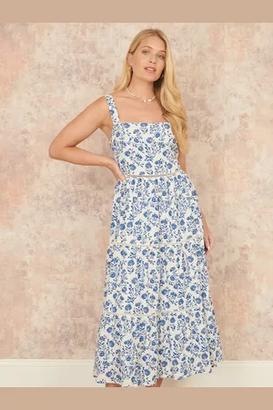 Yumi Cotton Floral Print Midi Dress