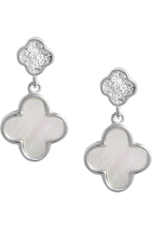 Simply Silver Cubic Zirconia Clover Large Stud Earrings