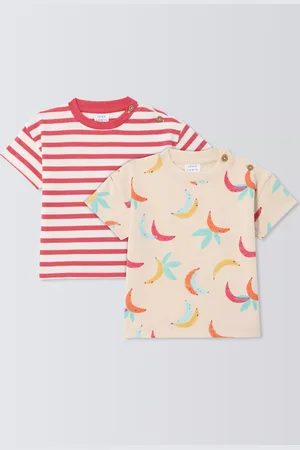 John Lewis Baby Stripe and Banana T-Shirts, Pack of 2