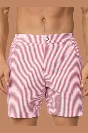 Hackett Tailored Fit Seersucker Stripe Swim Trunks
