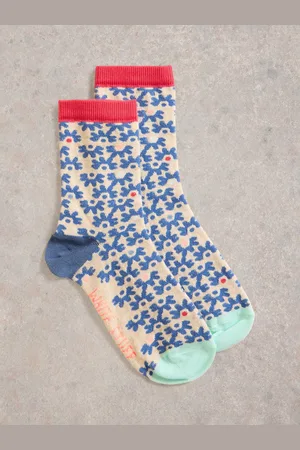 White Stuff Squiggle Flower Ankle Socks