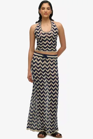 Superdry Zig Zag Crochet Knit Maxi Skirt