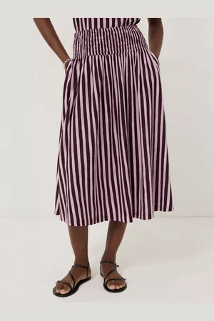 Jigsaw Cotton Slub Stripe Skirt