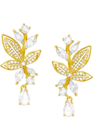 Jon Richard Plated and Cubic Zirconia Leaf Earrings