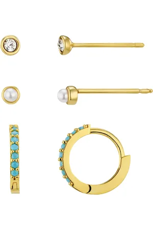 Orelia Pearl and Turquoise Earring Set, Pack of 3
