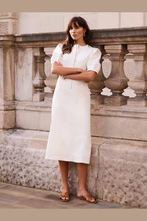 mint&berry Zip Neck Denim Midi Dress