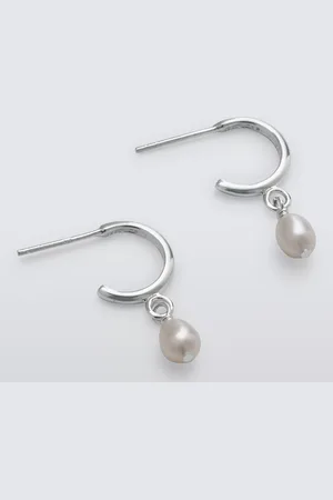 John Lewis Sterling 925 Half Hoops with Freshwater Pearl Drops