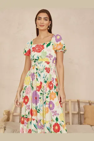 Yumi Floral Tiered Midi Dress