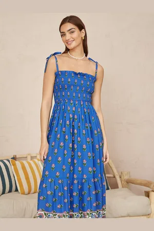 Yumi Paisley Ruched Bodice Midi Dress