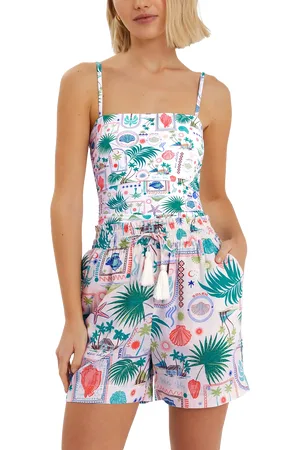 Accessorize Postcard Print Linen Blend Shorts