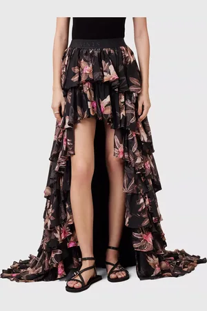 AllSaints Cavarly Floral Ruffle Maxi Skirt