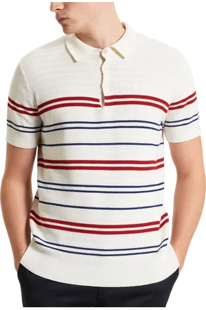 Ben Sherman Herringbone Stripe Knitted Polo Shirt
