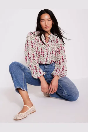 mint&berry Open Stitch Floral Print Blouse