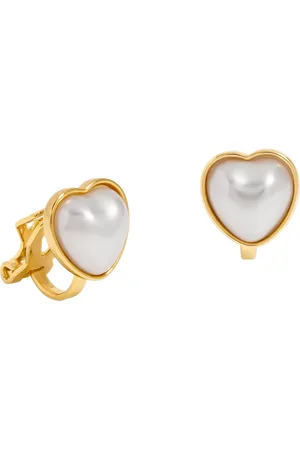 Jon Richard Plated and Pearl Heart Clip Earrings